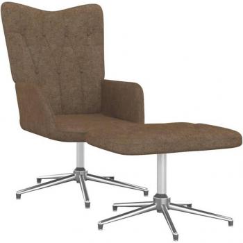 Sillón de relax con reposapiés de tela gris taupé