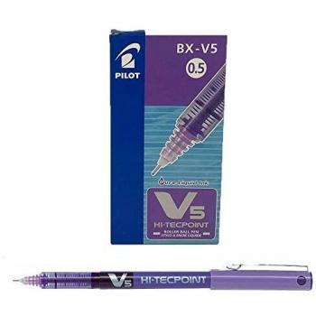 Pilot Hi-tecpoint V5 - Bolígrafos de tinta liquida, Violeta, 12 unidades