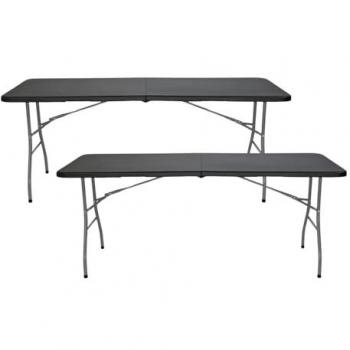 Pack 2 Mesas Plegables Rectangulares Portátiles de 180 cm para Camping y Eventos - Multiusos, Resina y Patas de Acero, Capacidad para 4-6 Personas