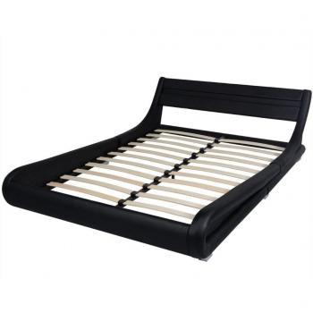 vidaXL Estructura de cama con LED 140x200 cm cuero artificial negro