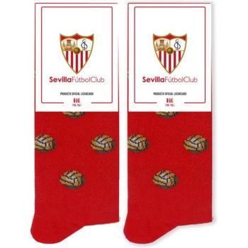 Calcetines Sevilla Fútbol Club con diseño de Pepe Pinreles y balón rojo