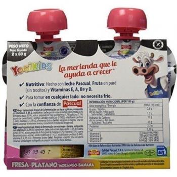 Pascual Yogikids Strawberry Banana Liquid Yogurt Pouch - 2 x 80g