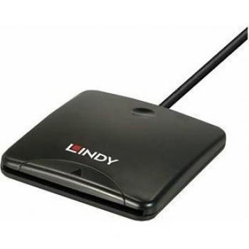 Lindy Lector de Tarjetas USB 2.0, Lector de Tarjetas de Memoria y Magnéticas, Negro