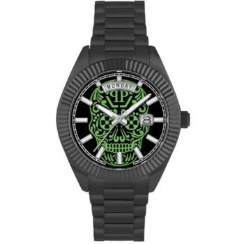 Philipp Plein Rock Couture Day-Date Men's Black Watch 42mm Stainless Steel 5ATM