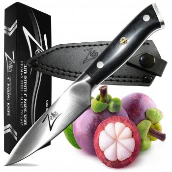 ZELITE INFINITY Paring Knife | Steel | Razor Sharp | Superb Edge Retention | Stain & Corrosion Resistant Chef Knives | Leather Sheath | Alpha-Royal German | 4 Inches