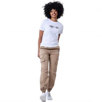 Pantalón cargo para mujer Project X Paris con múltiples bolsillos color beige, talla S