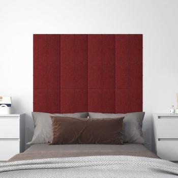 Paneles de pared 12 uds tela rojo tinto 30x30 cm 1,08 m²