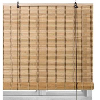 Estor enrollable beige de láminas de bambú 160x180 cm
