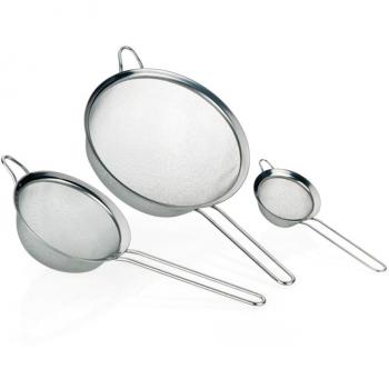 Colador Kela Profi Set de 3, Acero Inoxidable 18/10, con Gancho y Mango Largo, Apto para Lavavajillas