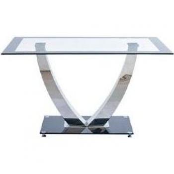 Mesa De Comedor Dubai Cristal Negro / Cromo
