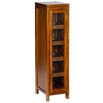Vitrina Elegante de Madera Mindi con 4 Estantes - Línea Seria por Craftenwood