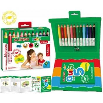 Alpino Baby 12 Lápices | Lápices para Bebés | Lápices de Colores Gruesos y Mina Blanda| Disfruta y Aprende Pintando