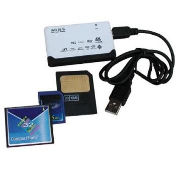 Lector de Tarjetas de Memoria USB 2.0 Reporter 02263 Negro y Blanco All In One