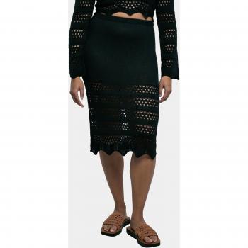Urban Classics Women's Black 3/4 Crochet Knit Midi Skirt