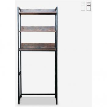 Mueble baño Tamiq para lavadora, secadora y WC con 3 estantes 63x24x157 cm - Marrón y Negro