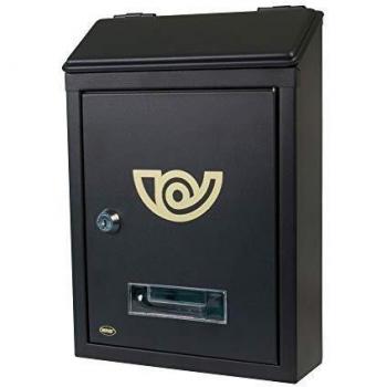 AMIG 21137 - Buzón de exterior Modelo 2 mini | Fabricado en acero | Color negro | Medidas 29,5 X 21 X 6,2 cm | Formato pequeño