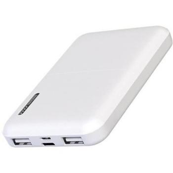 Batería Externa 5000mAh Doble Salida Carga USB Ultra Compacta Blanca