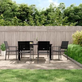 7-Piece Outdoor Dining Set in Poly Rattan and Steel