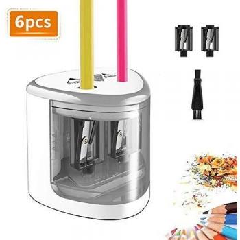 TOPERSUN Sacapuntas Eléctrico Agujeros Dobles para 6-12mm Sacapuntas para Lápiz de color Lápiz Oficina Salón de clases Dibujo y Hogar
