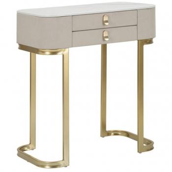 Consola de Entrada Beauty con 2 Cajones y Patas Doradas 70x40x80 cm