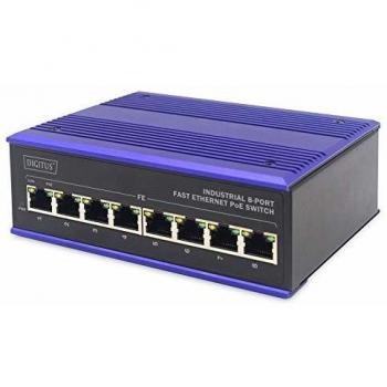 DIGITUS Conmutador Industrial Fast Ethernet PoE de 8 Puertos.