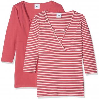 MAMALICIOUS Mllea Organic Tess 3/4 Mix Top Nf 2-Pack, Camiseta de Manga Larga premamá para Mujer,