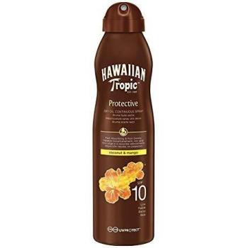 HAWAIIAN Tropic Protective Dry Oil Continous Spray - Aceite Seco Bronceador En Bruma Spray Con Protección Baja Spf 10, Fragancia Coco Y Mango, Marrón, Vanilla, 180 Mililitro