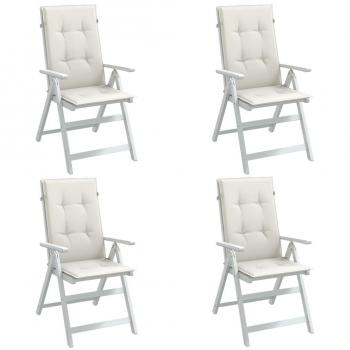 Highback Chair Cushions Set of 4 Melange Cream 120x50x4 cm Fabric