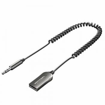 Receptor Bluetooth 5.4 para Coche con USB y Jack de 3.5mm - Vention NAIHG, Freisprecher y Adaptador Auxiliar de Audio 1.5m