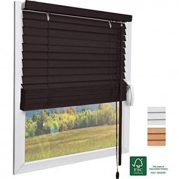 Persiana Veneciana de Madera Sostenible SolDecor JH3 Marrón Oscuro 70x130cm