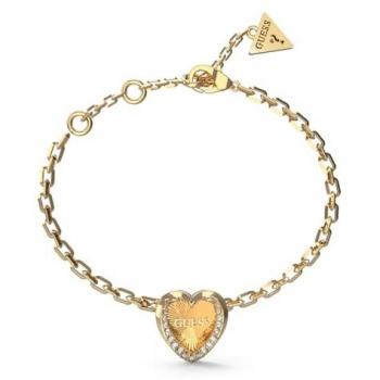 Pulsera de mujer Guess Mon Amour dorada con corazón y cristales JUBB04607JWYG