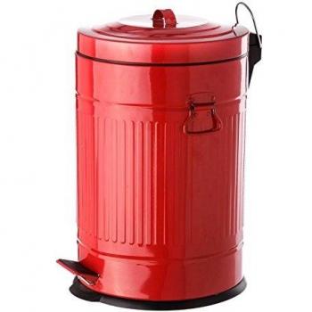 Papelera de 20 litros industrial roja de acero para cocina Iris - LOLAhome