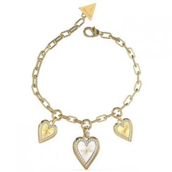 Pulsera Love Me Tender de Guess, hecha de acero inoxidable con cristales decorativos, diseñada para mujeres