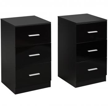 Archivador de Oficina Costway 2 Piezas con 3 Cajones Duraderos para Hojas, Documentos y Carpetas, Color Negro, Dimensiones: 37,1 x 34,2 x 66,5 cm