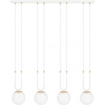 Lámpara colgante Euluna Glam de metal y cristal blanco, 4 luces, dimensiones h: 115 x l: 92 cm