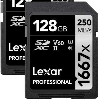 Lexar Professional 1667x 128GB UHS-II SDXC Memory Card, 2-Pack
