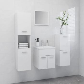 Juego de muebles de baño madera de ingeniería blanco brillo