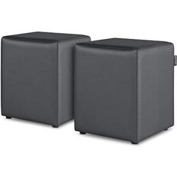 Puff Cubo Polipiel Gris para Salón o Interior - Pack 2 Unidades