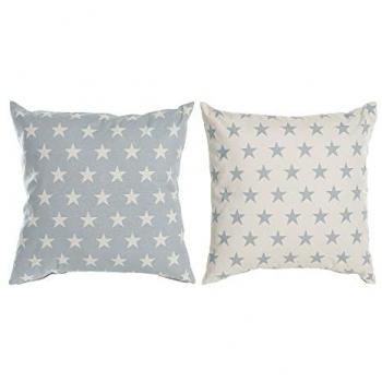 Cojín DKD Home Decor Azul 60 x 10 x 60 cm Estrellas Blanco (2 Unidades)