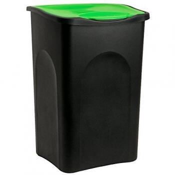 Pattumiera Ecogreen 50 Litros con Coperchio Verde y Negro para Recogida Diferenciada