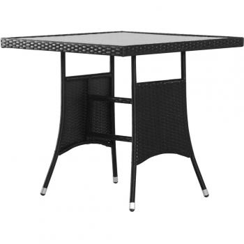 Mesa de jardín 80x80x74 cm ratán sintético negro
