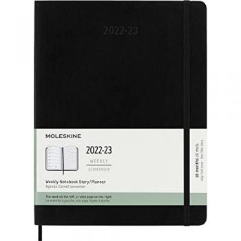 Agenda Semanal XL 18 Meses Moleskine Tapa Blanda Color Negro 2022/23