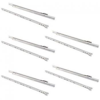 EMUCA - Guías correderas para cajones 550mm con extracción Parcial Color Blanco, Lote de 5 guías para cajones