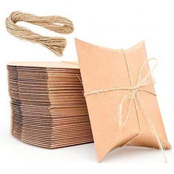 Caja de regalo pequeña, caja de papel kraft con cordón de yute, caja de regalo vintage para boda