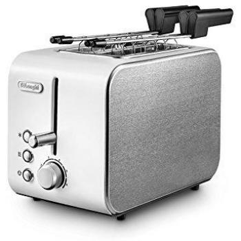 Tostadora De'Longhi CTX2203.W 2 Rebanadas 550W Color Blanco con Pinzas y Control Progresivo de Tostado