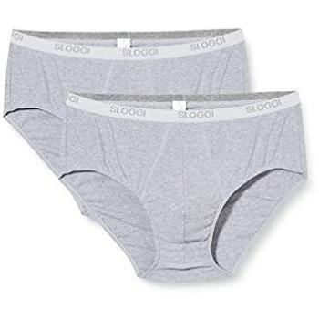 Sloggi Basic Midi Men's Briefs 2-Pack in Gray Cotton, XX-Large
