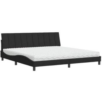 Cama con colchón terciopelo negro 200x200 cm
