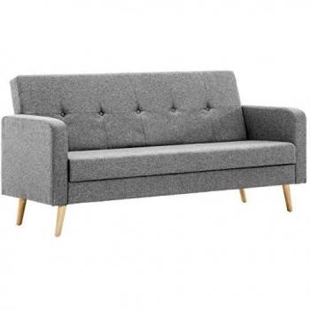 vidaXL Sofá Cama de Tela Gris Claro Mueble Sillón Somier Asiento Silla Salón