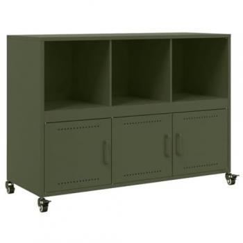 Aparador de Acero Verde Oliva 100,5x39x72 cm, Armario de Almacenamiento para Sala de Estar