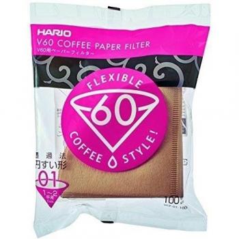 Hario VCF01100M - Filtros de papel natural Misarashi para dripper de 2 tazas, 100 unidades